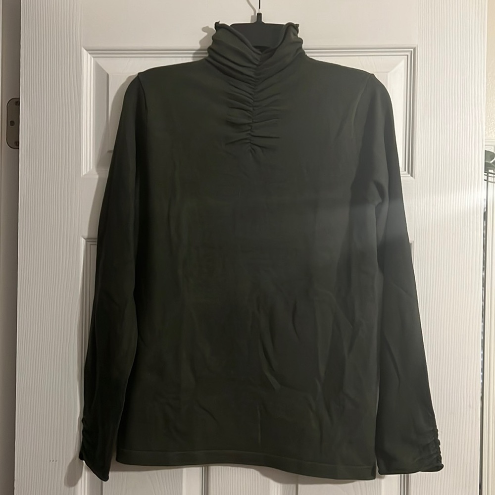 NWT dark olive scrunched turtleneck sweater